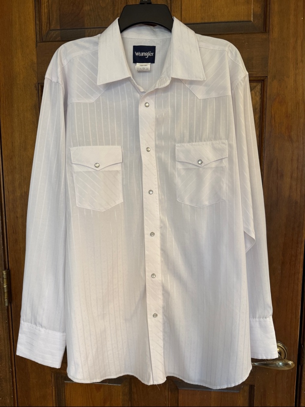 Wrangler White Pinstripe Western Snap-Front Shirt, XL